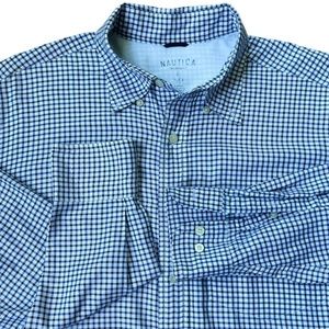 NAUTICA Men's Plaid Checked Tailored Fit Button Down Long Sleeve Shirt, Size L